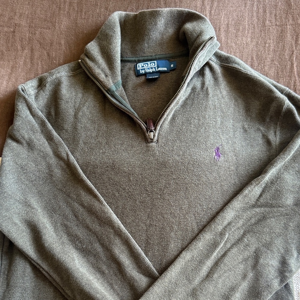 Polo by Ralph Lauren Men's Olive Zip-Up Sweater